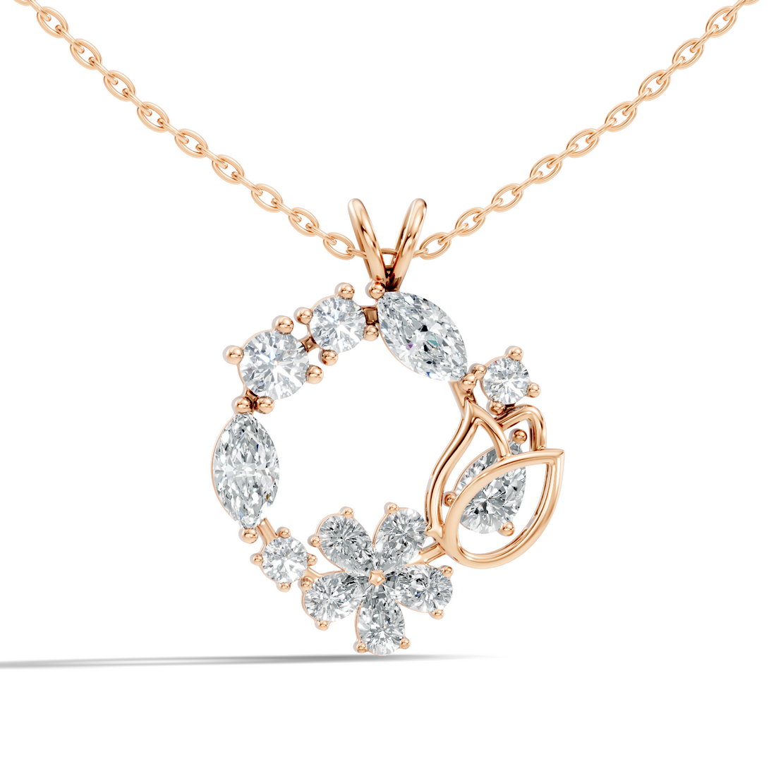Flower Wreath Diamond Pendant