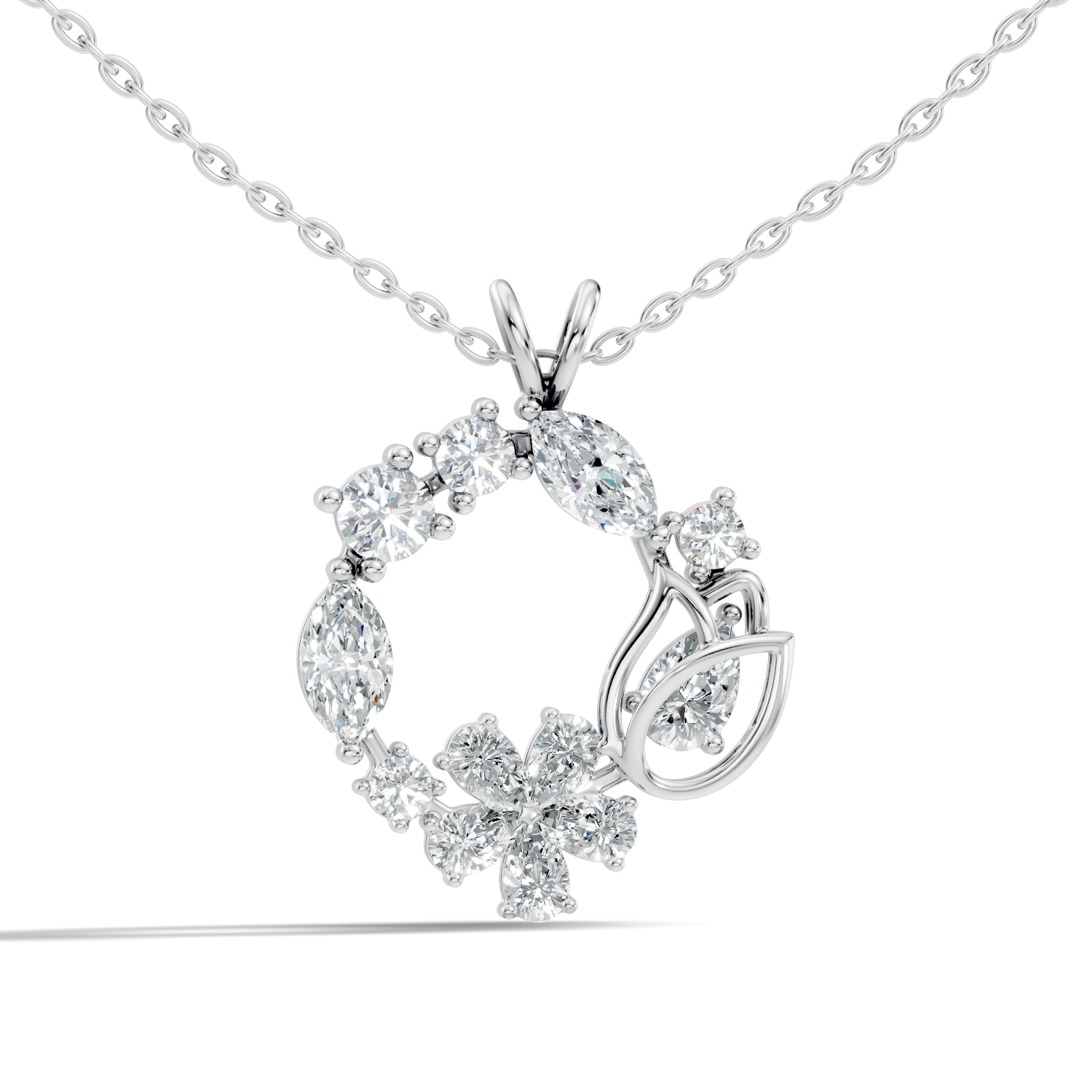 Flower Wreath Diamond Pendant