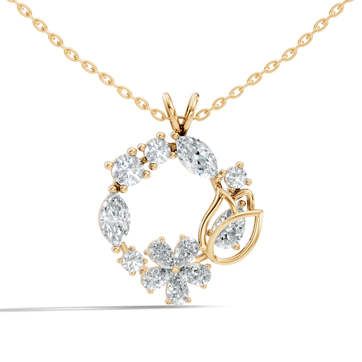 Flower Wreath Diamond Pendant