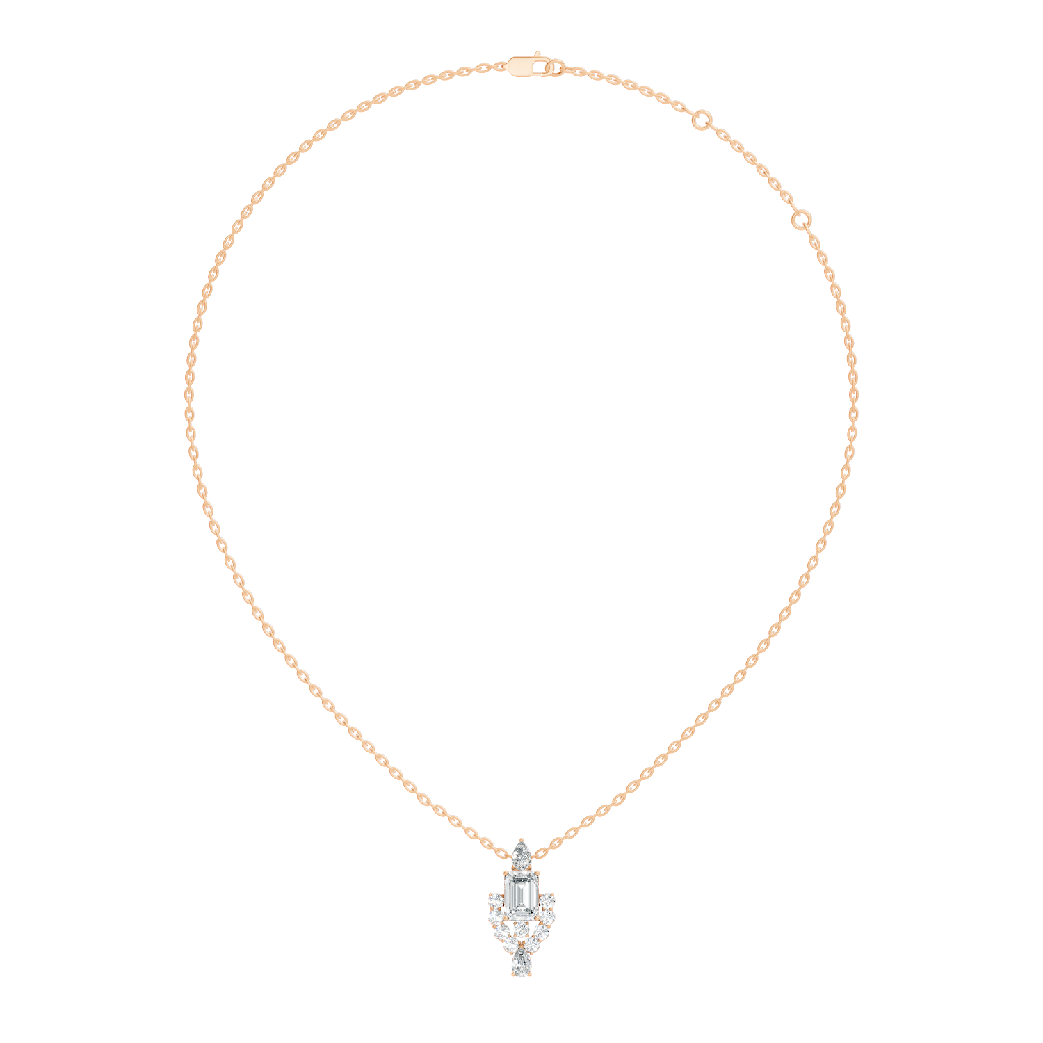 Emerald-Cut Diamond Vintage Halo Pendant