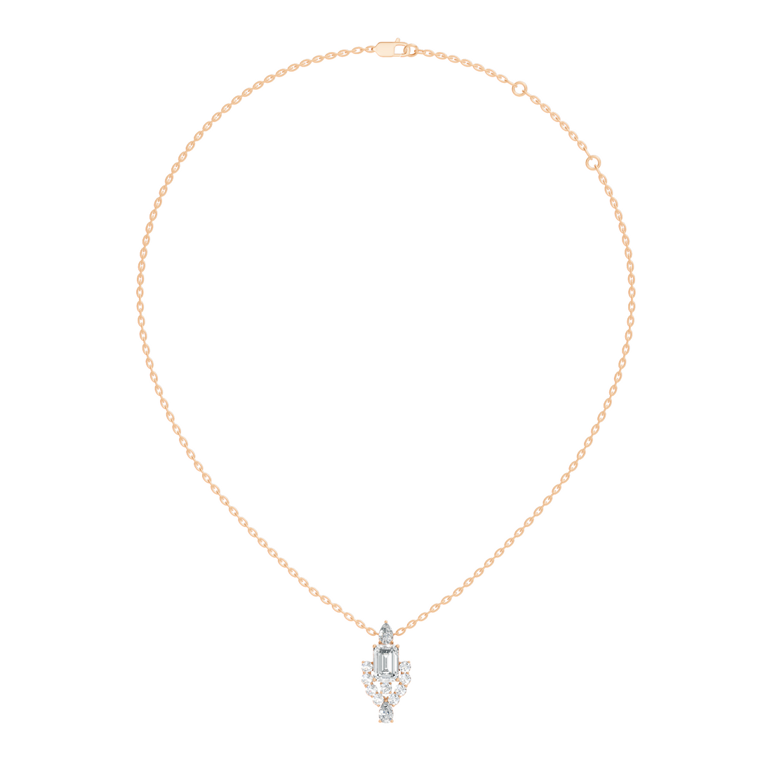 Emerald-Cut Diamond Vintage Halo Pendant