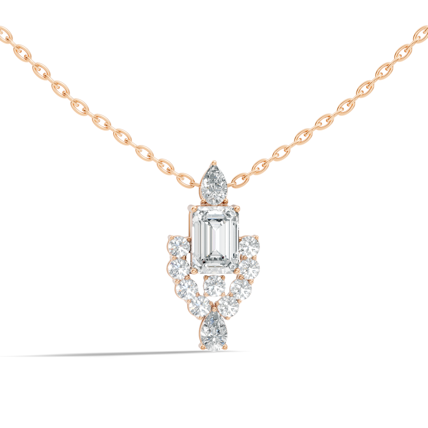 Emerald-Cut Diamond Vintage Halo Pendant