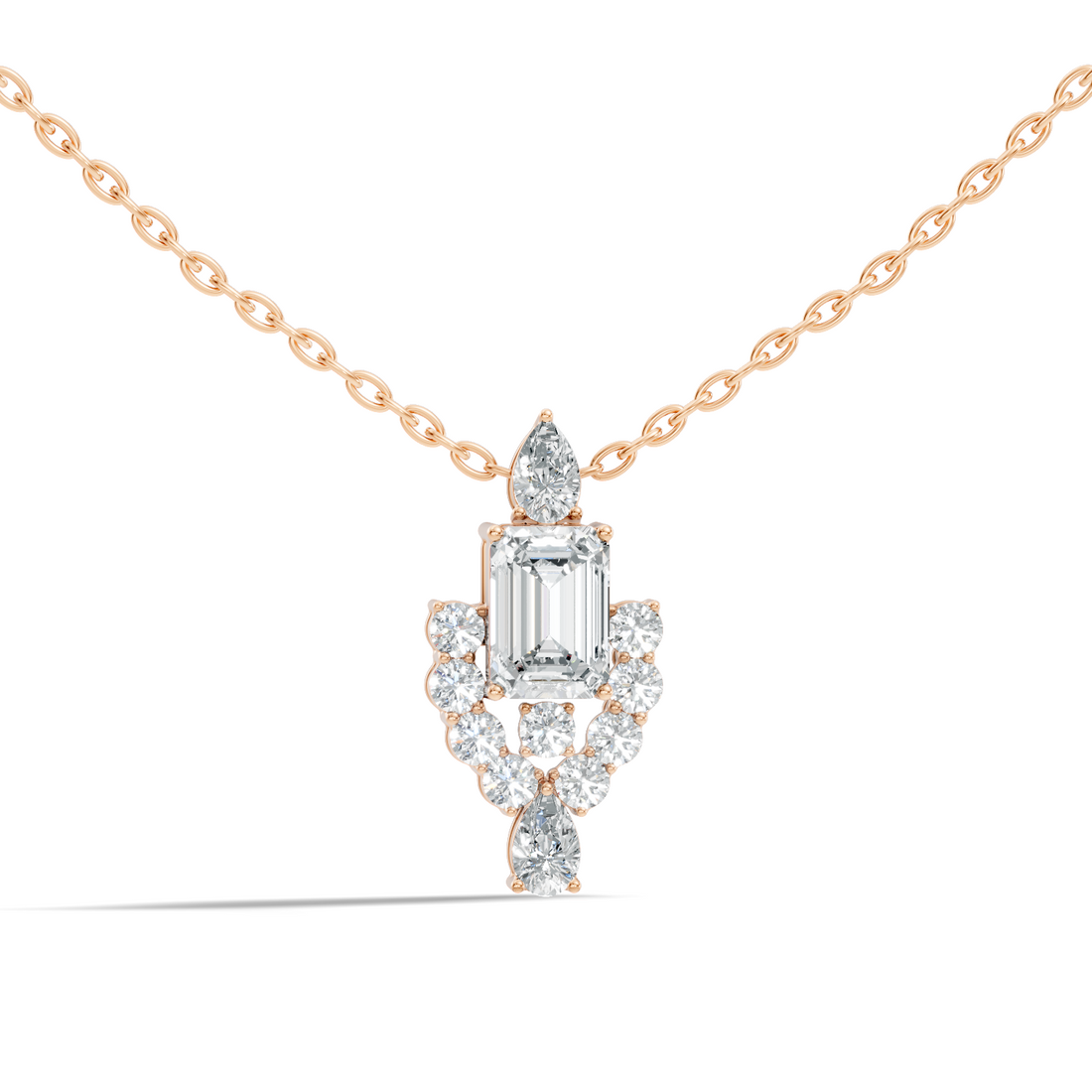 Emerald-Cut Diamond Vintage Halo Pendant