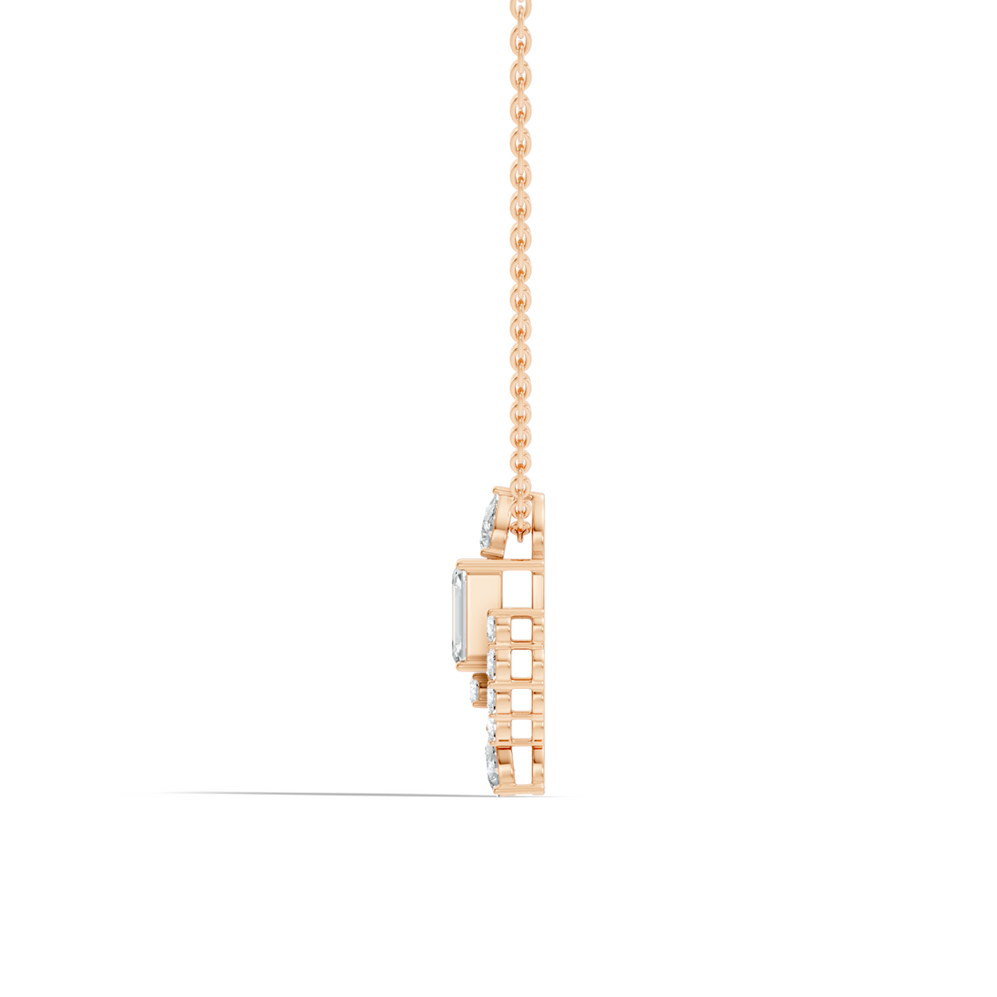 Emerald-Cut Diamond Vintage Halo Pendant