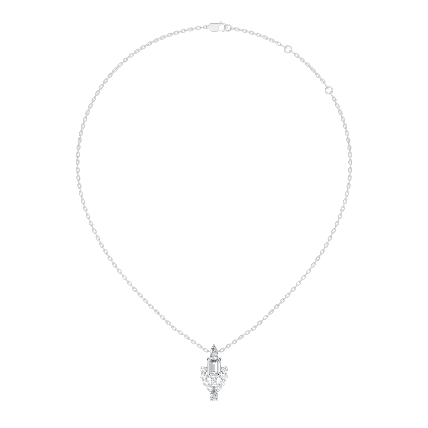 Emerald-Cut Diamond Vintage Halo Pendant