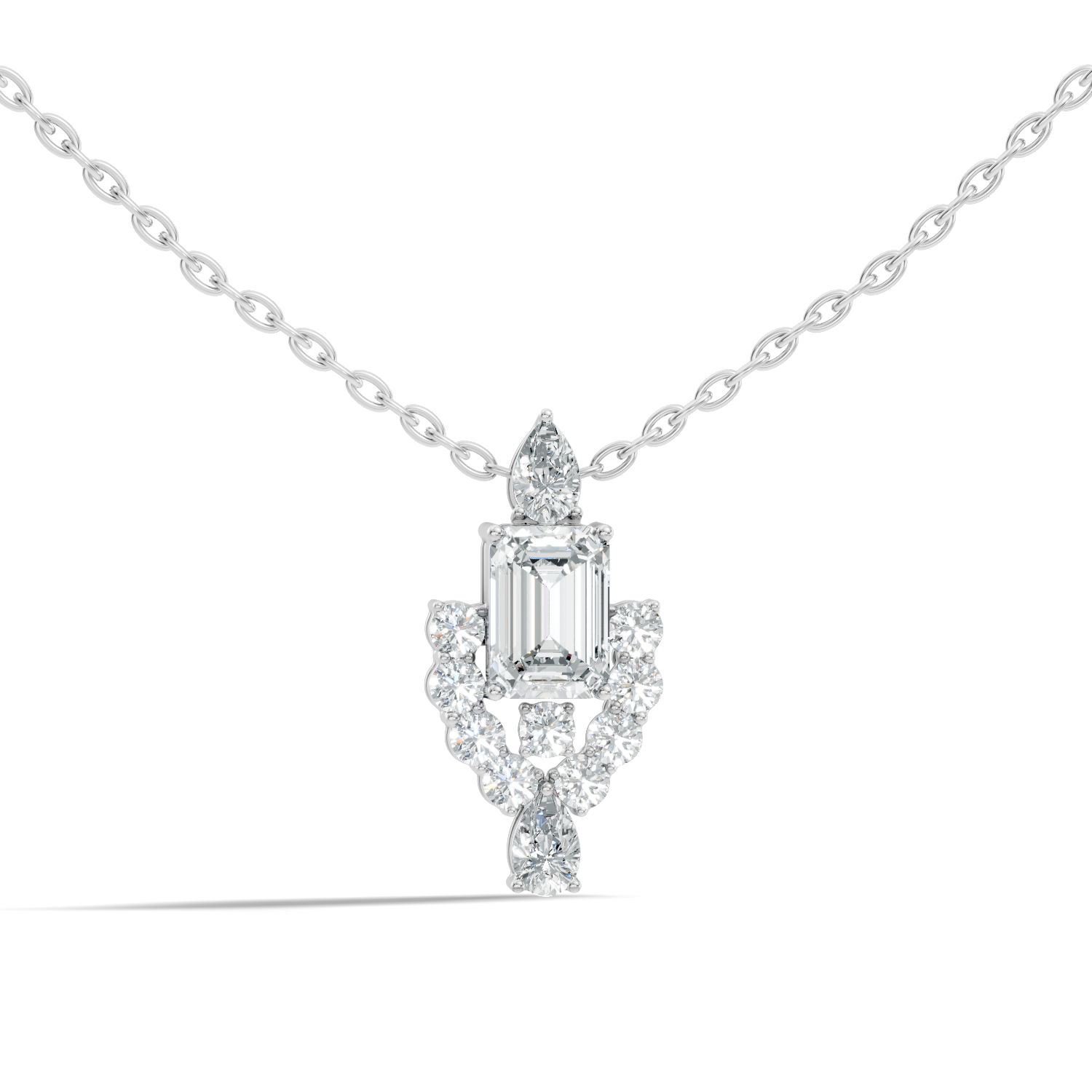 Emerald-Cut Diamond Vintage Halo Pendant