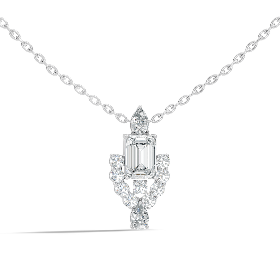 Emerald-Cut Diamond Vintage Halo Pendant
