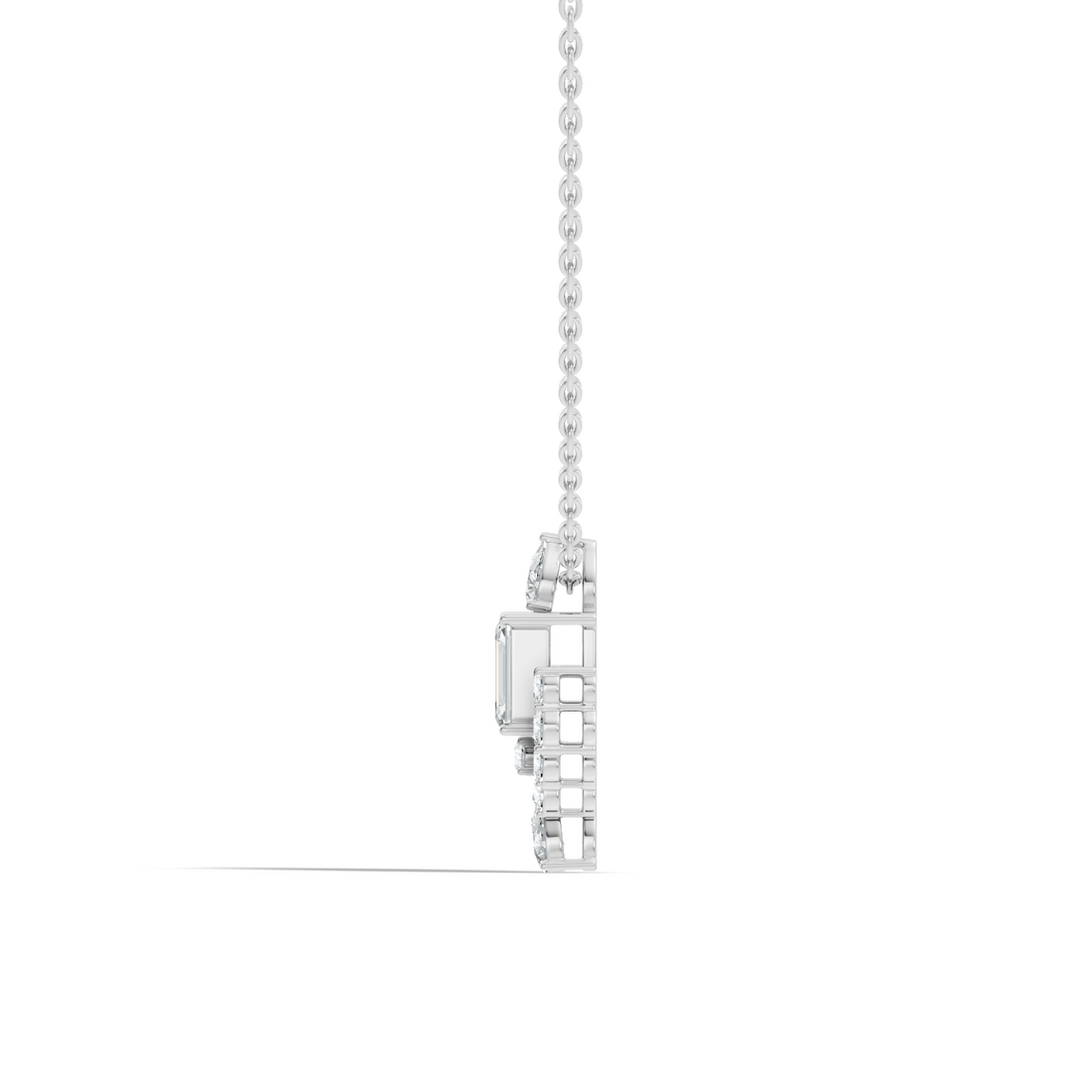 Emerald-Cut Diamond Vintage Halo Pendant