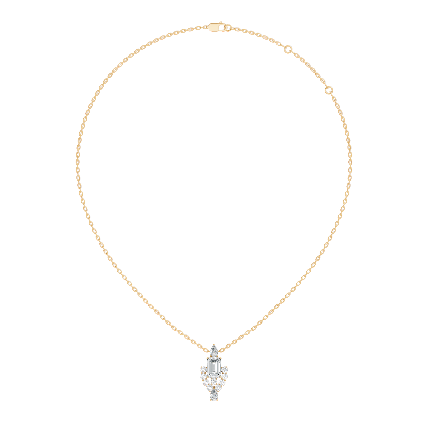 Emerald-Cut Diamond Vintage Halo Pendant