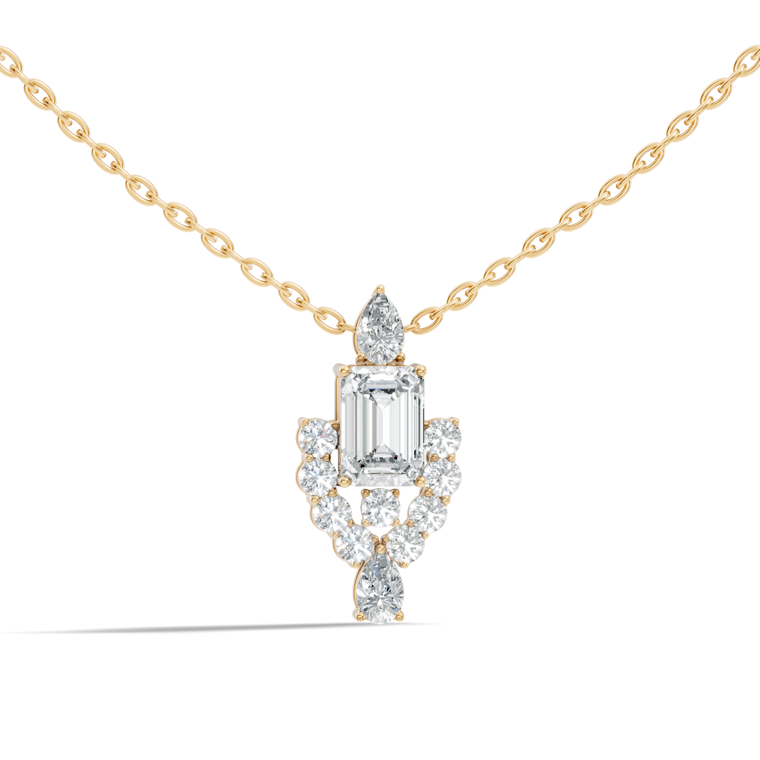 Emerald-Cut Diamond Vintage Halo Pendant