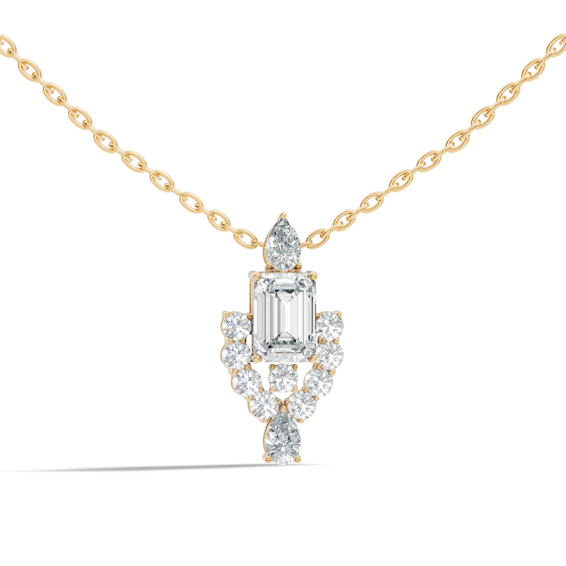 Emerald-Cut Diamond Vintage Halo Pendant