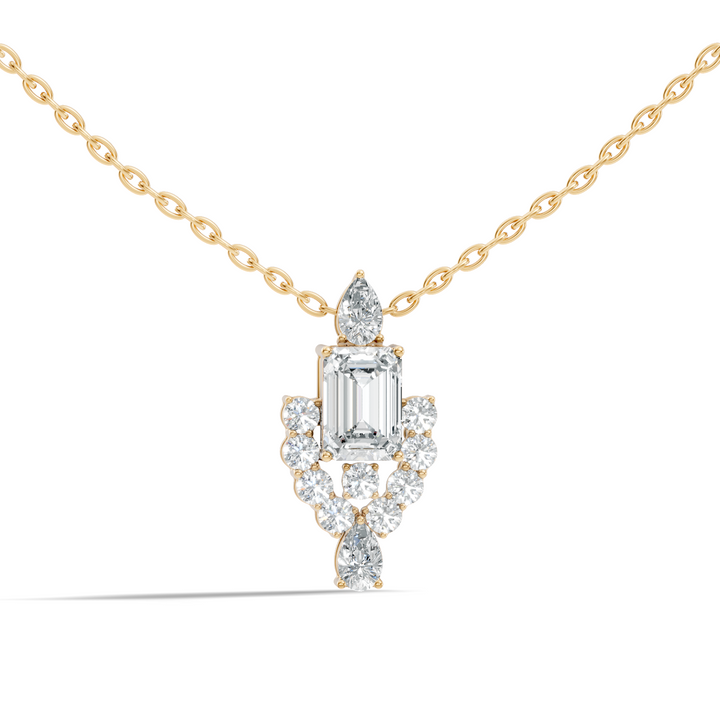 Emerald-Cut Diamond Vintage Halo Pendant