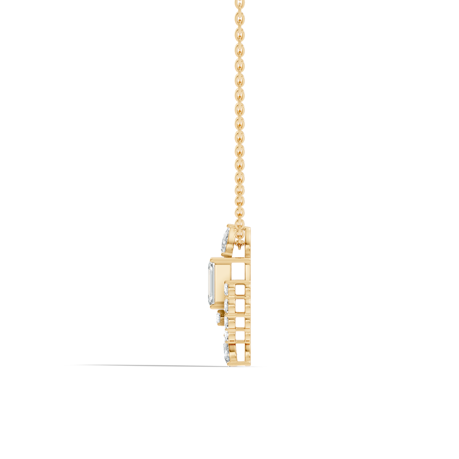 Emerald-Cut Diamond Vintage Halo Pendant