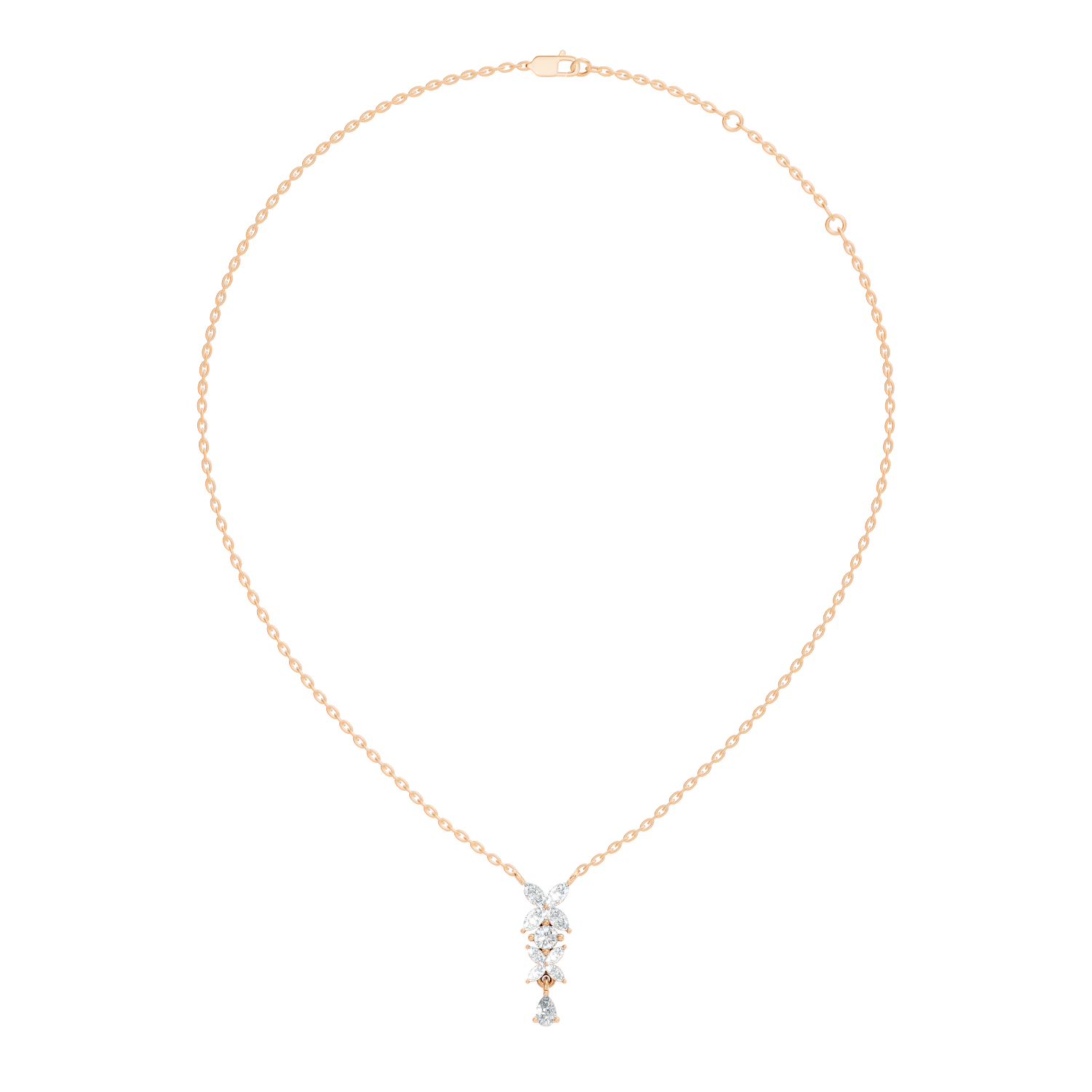Butterfly & Floral Drop Diamond Pendant