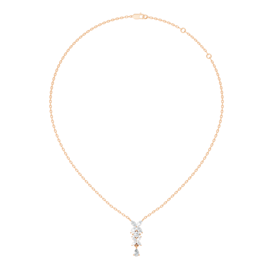 Butterfly & Floral Drop Diamond Pendant