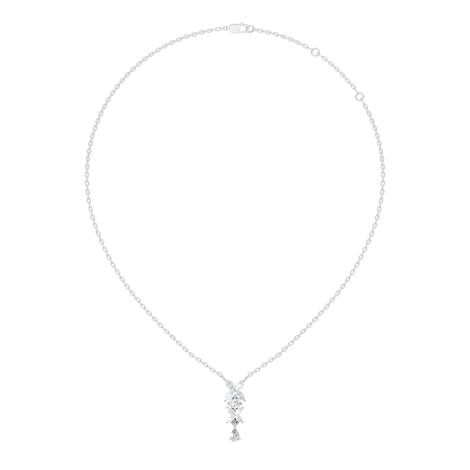 Butterfly & Floral Drop Diamond Pendant