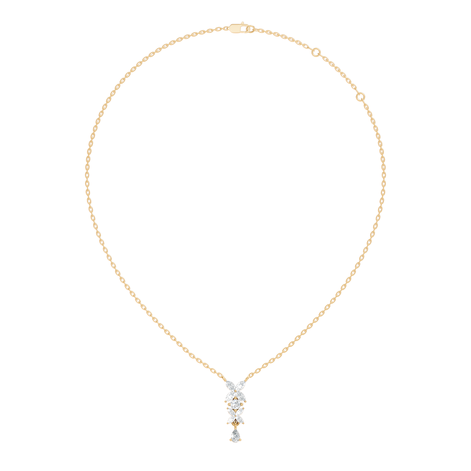 Butterfly & Floral Drop Diamond Pendant