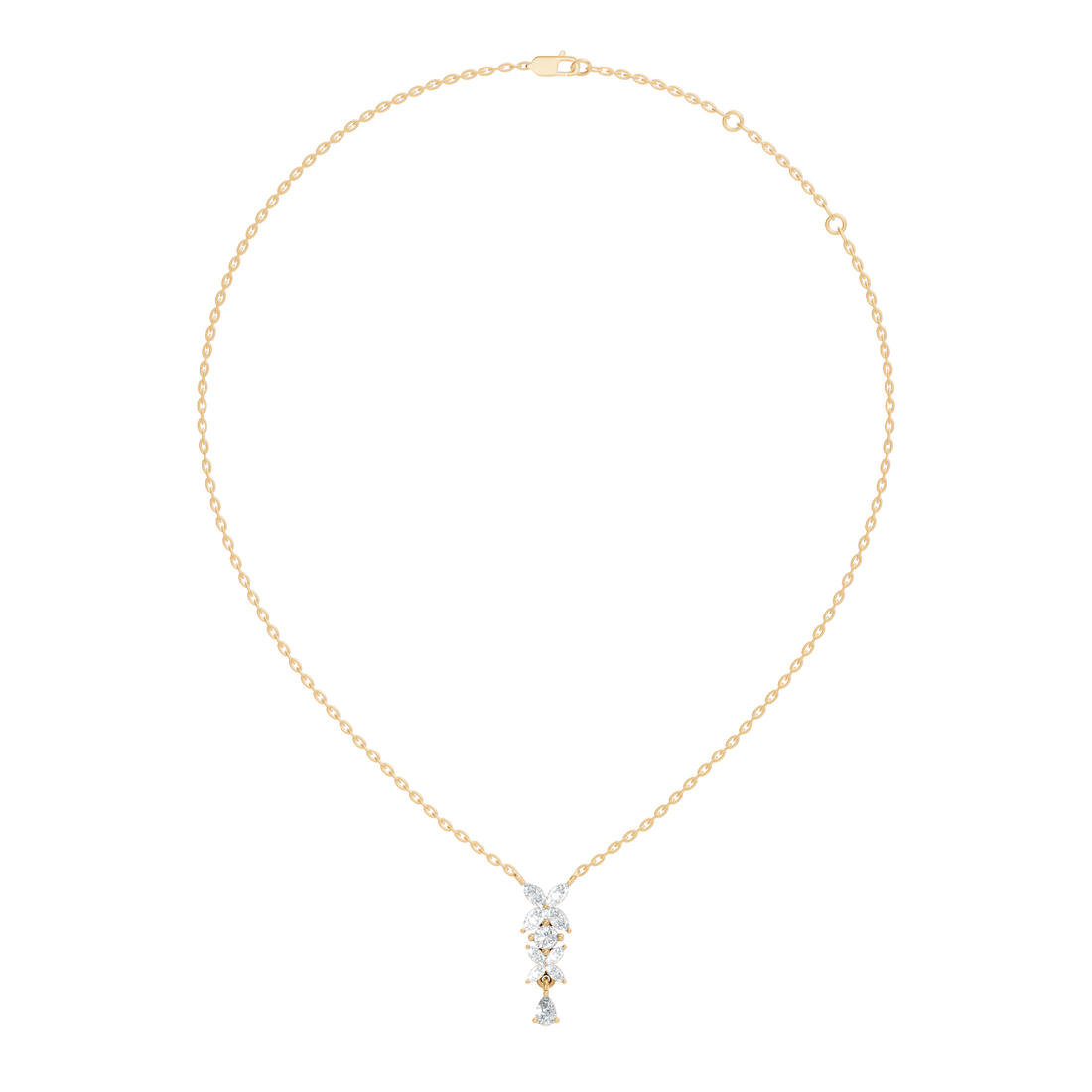 Butterfly & Floral Drop Diamond Pendant