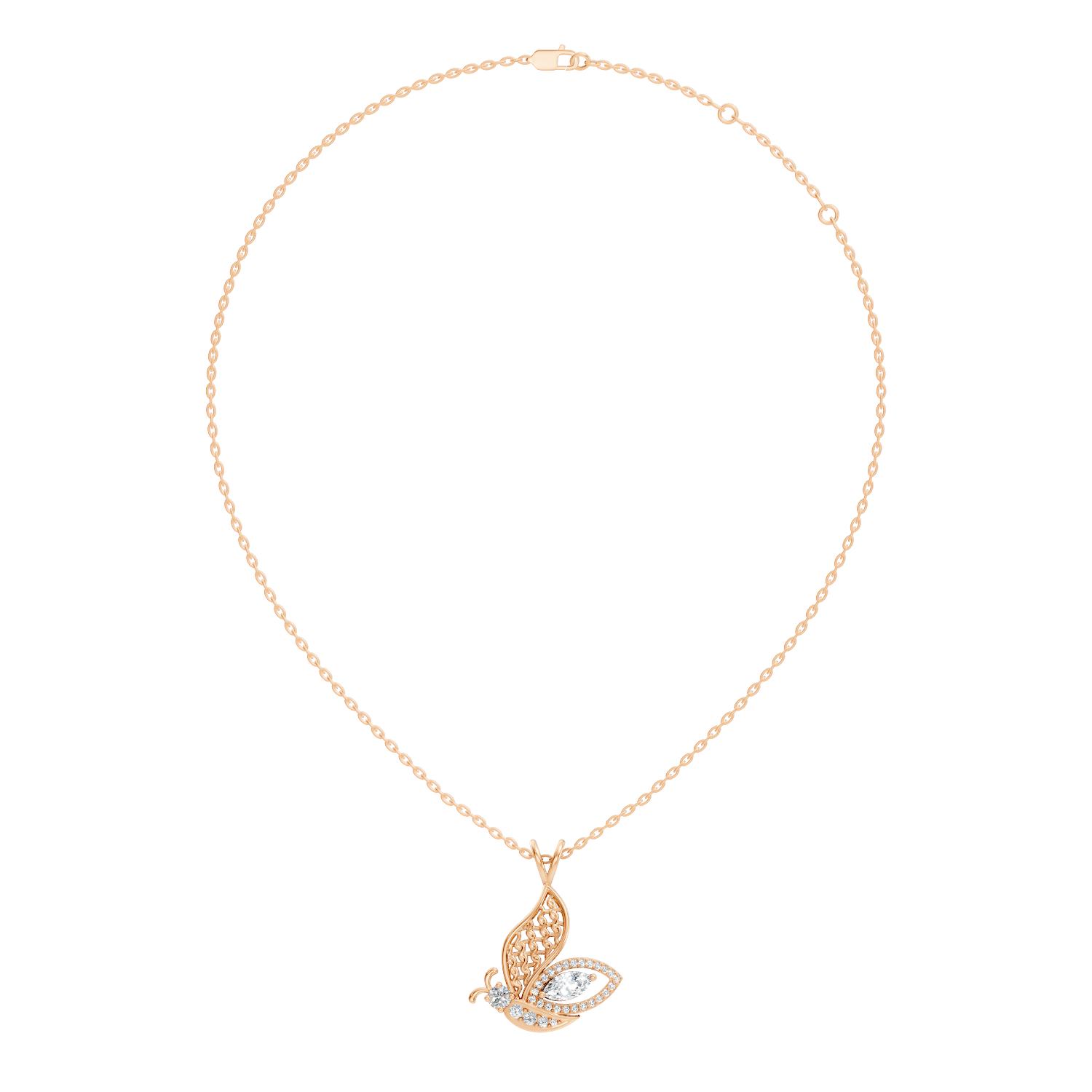 Butterfly Filigree Marquise & Round Diamond Pendant