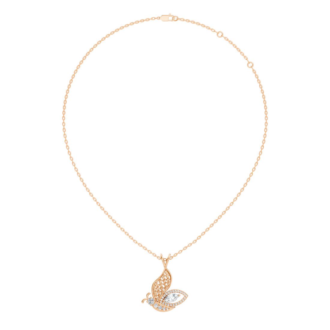 Butterfly Filigree Marquise & Round Diamond Pendant