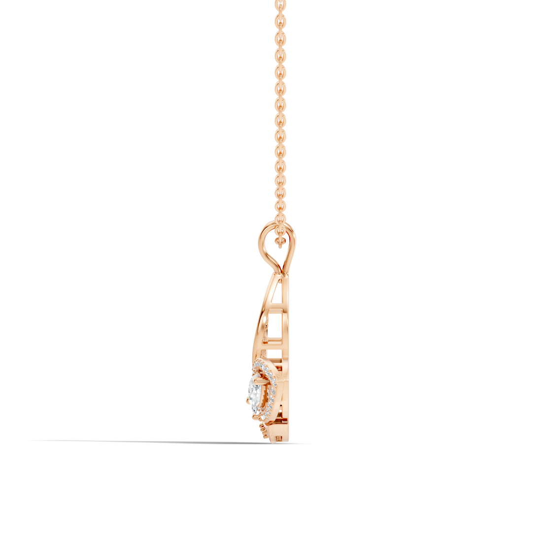 Butterfly Filigree Marquise & Round Diamond Pendant
