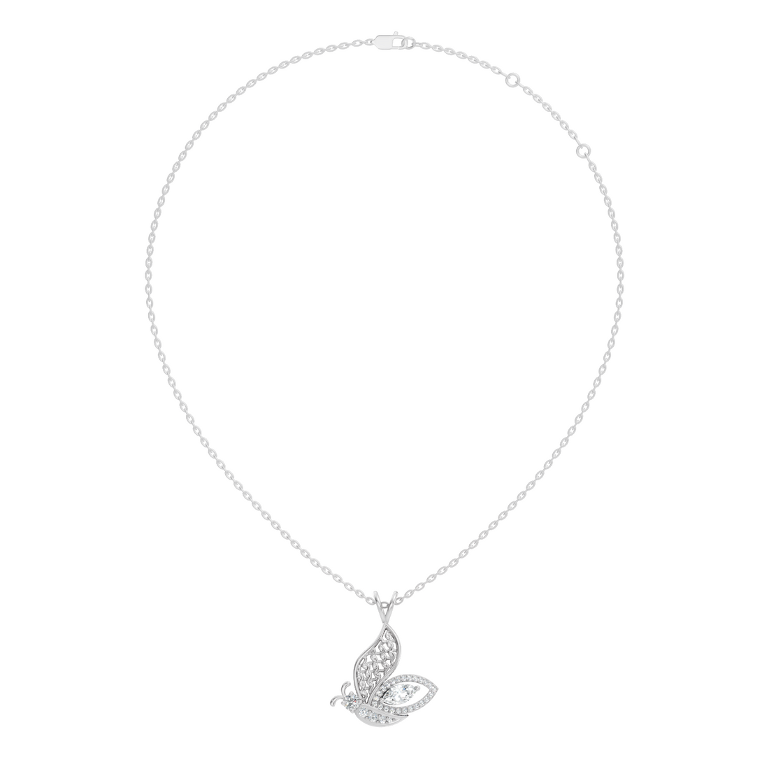 Butterfly Filigree Marquise & Round Diamond Pendant