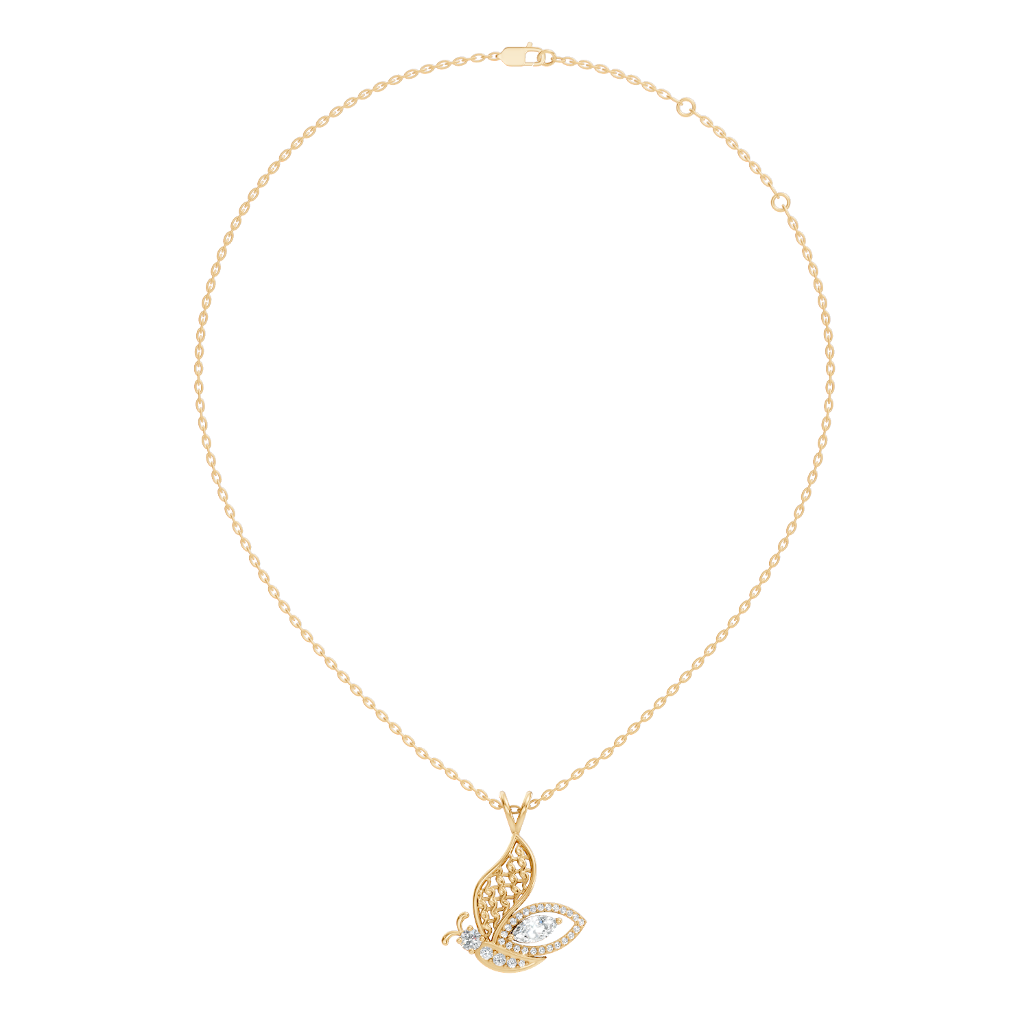 Butterfly Filigree Marquise & Round Diamond Pendant