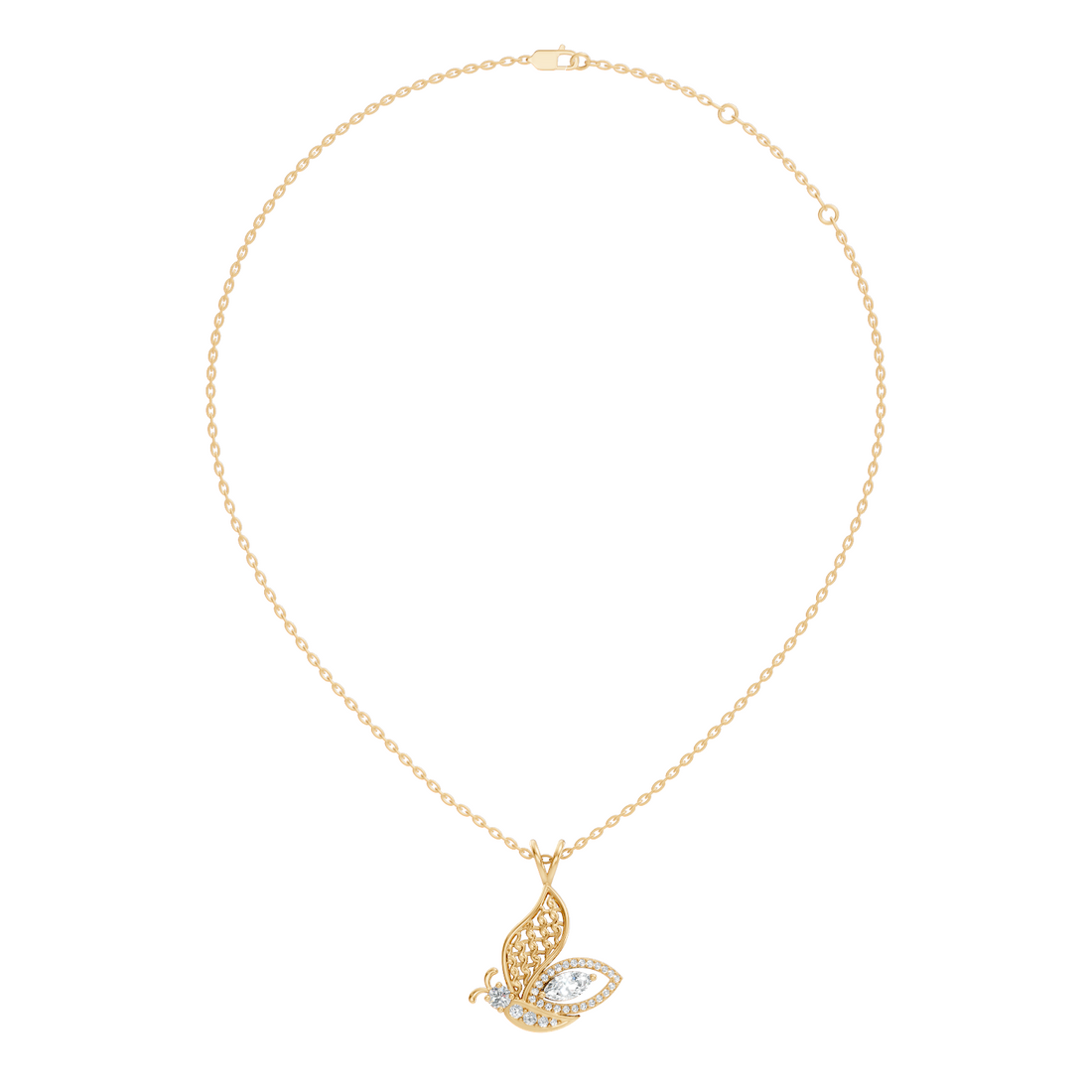 Butterfly Filigree Marquise & Round Diamond Pendant