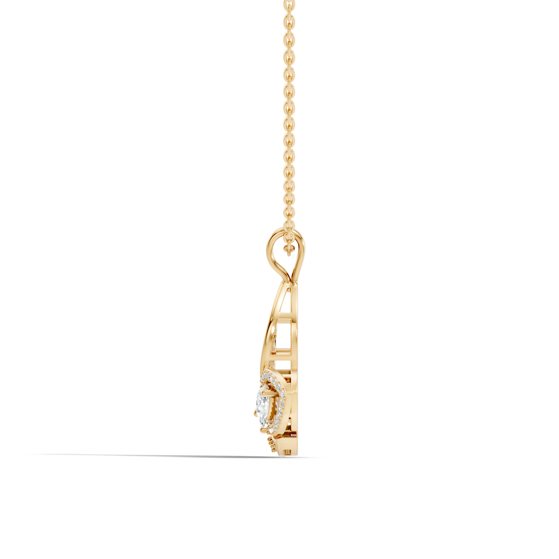 Butterfly Filigree Marquise & Round Diamond Pendant