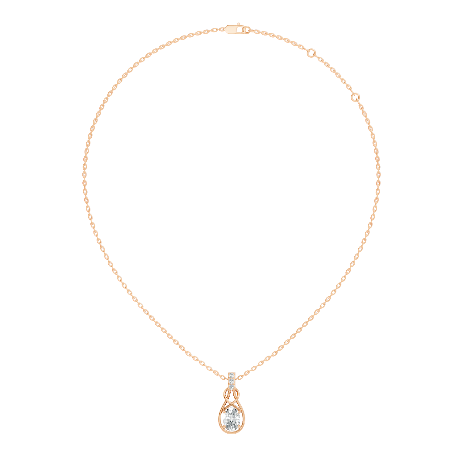 Oval Diamond Infinity Teardrop Frame Pendant