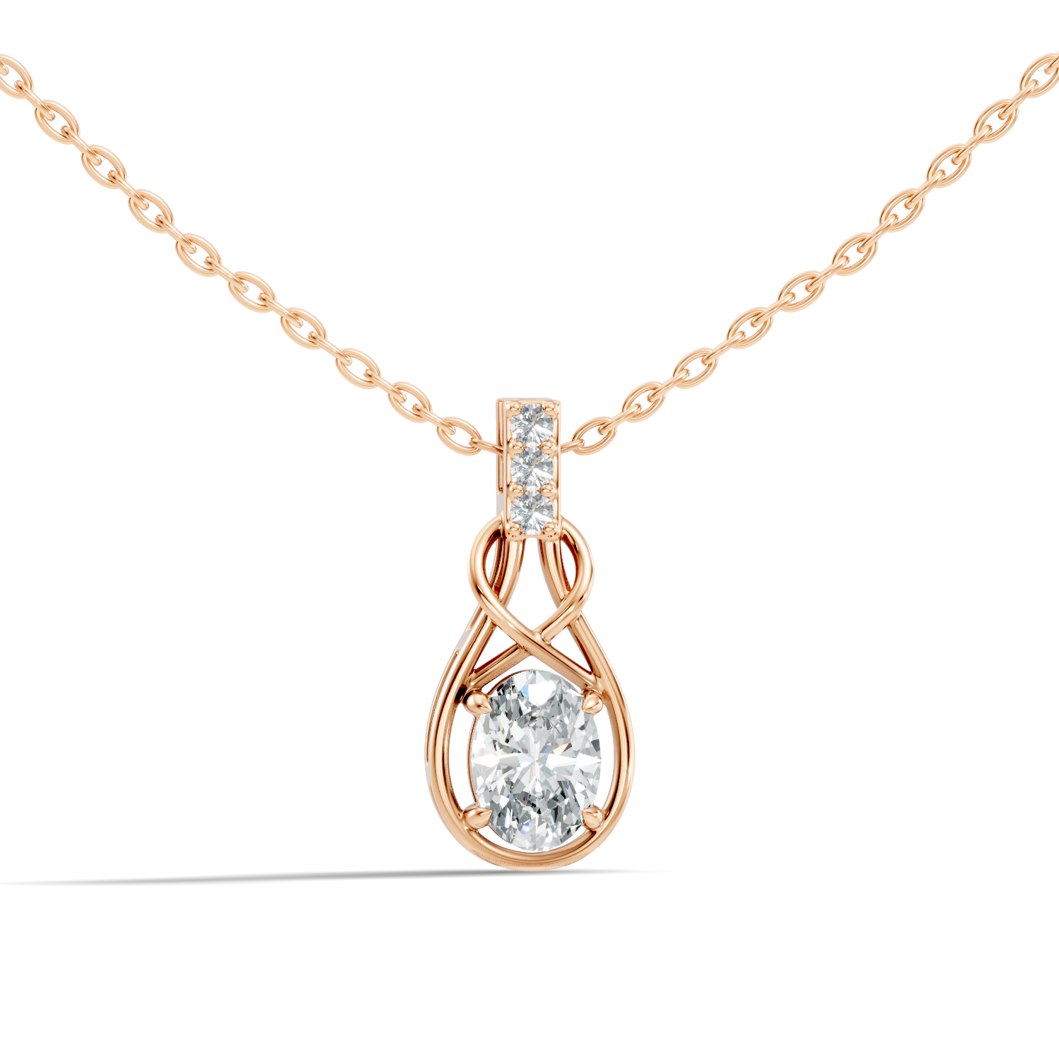 Oval Diamond Infinity Teardrop Frame Pendant