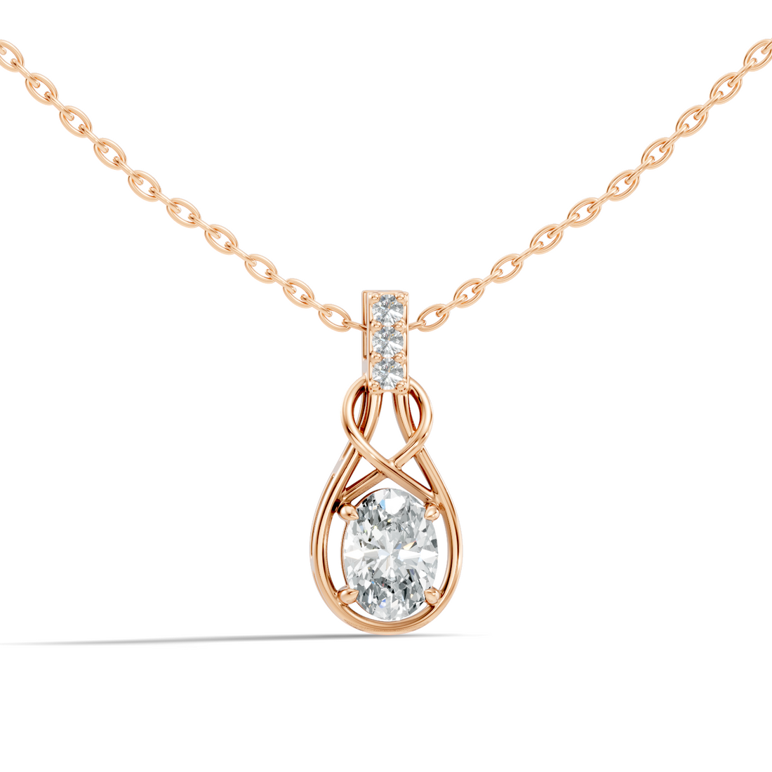 Oval Diamond Infinity Teardrop Frame Pendant