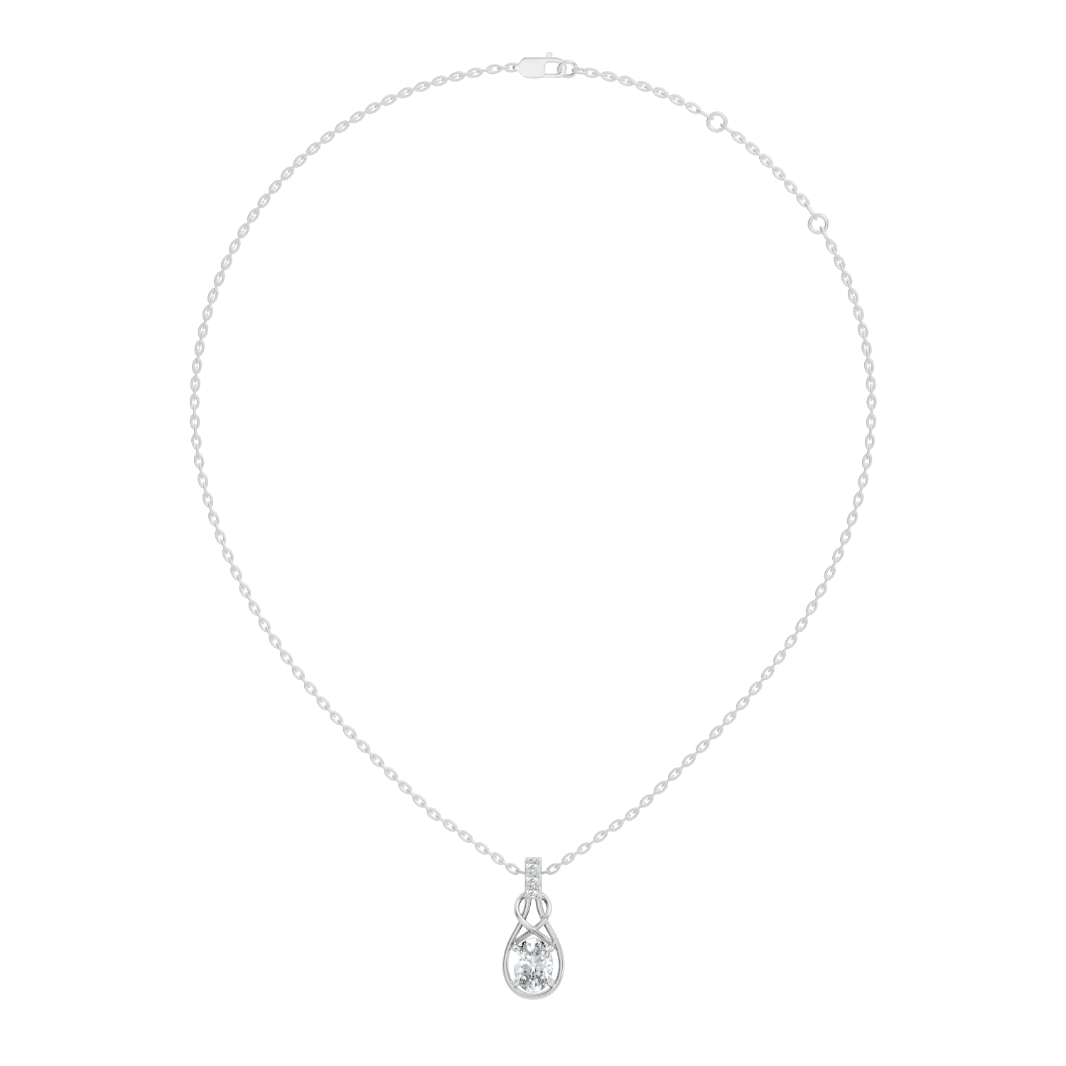 Oval Diamond Infinity Teardrop Frame Pendant