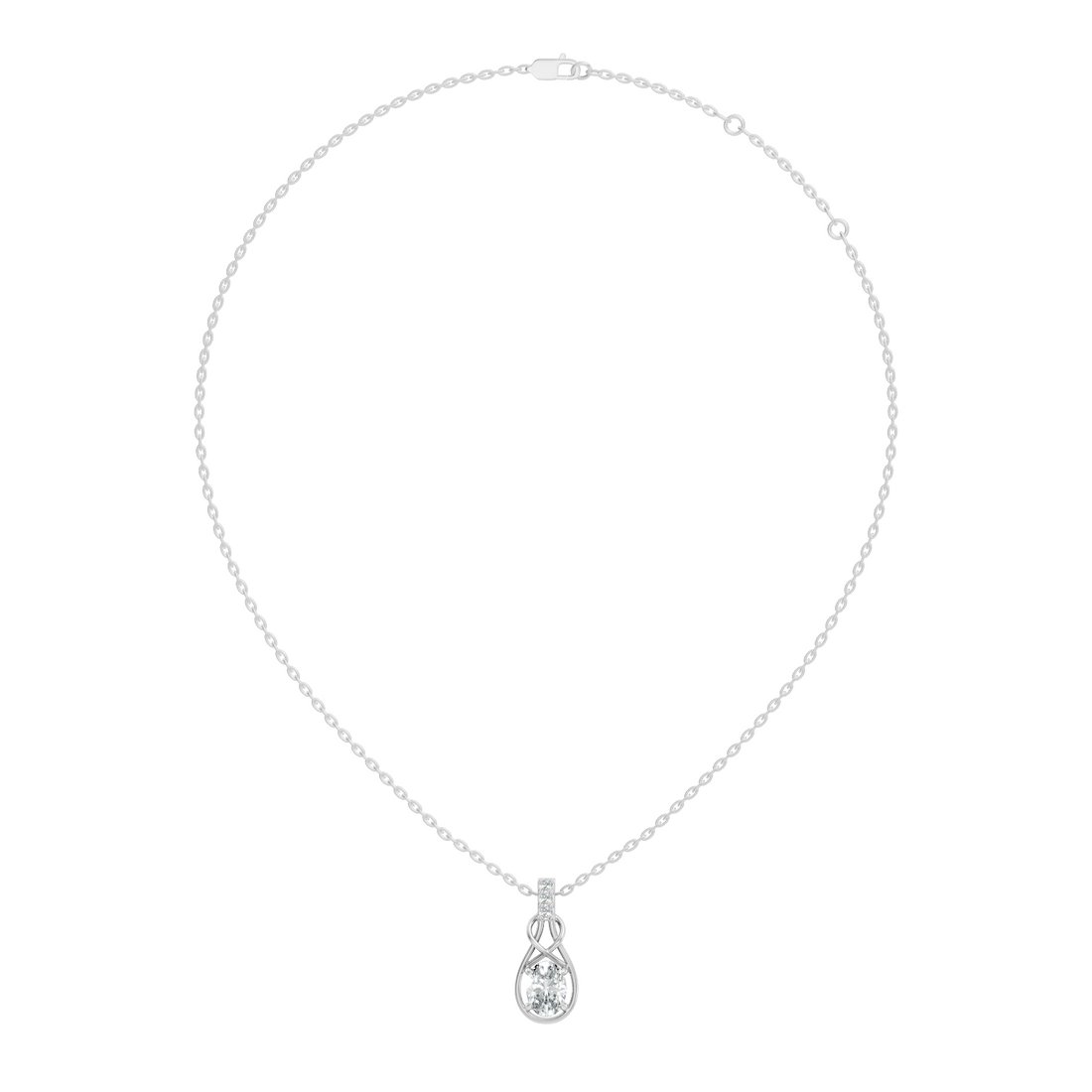 Oval Diamond Infinity Teardrop Frame Pendant