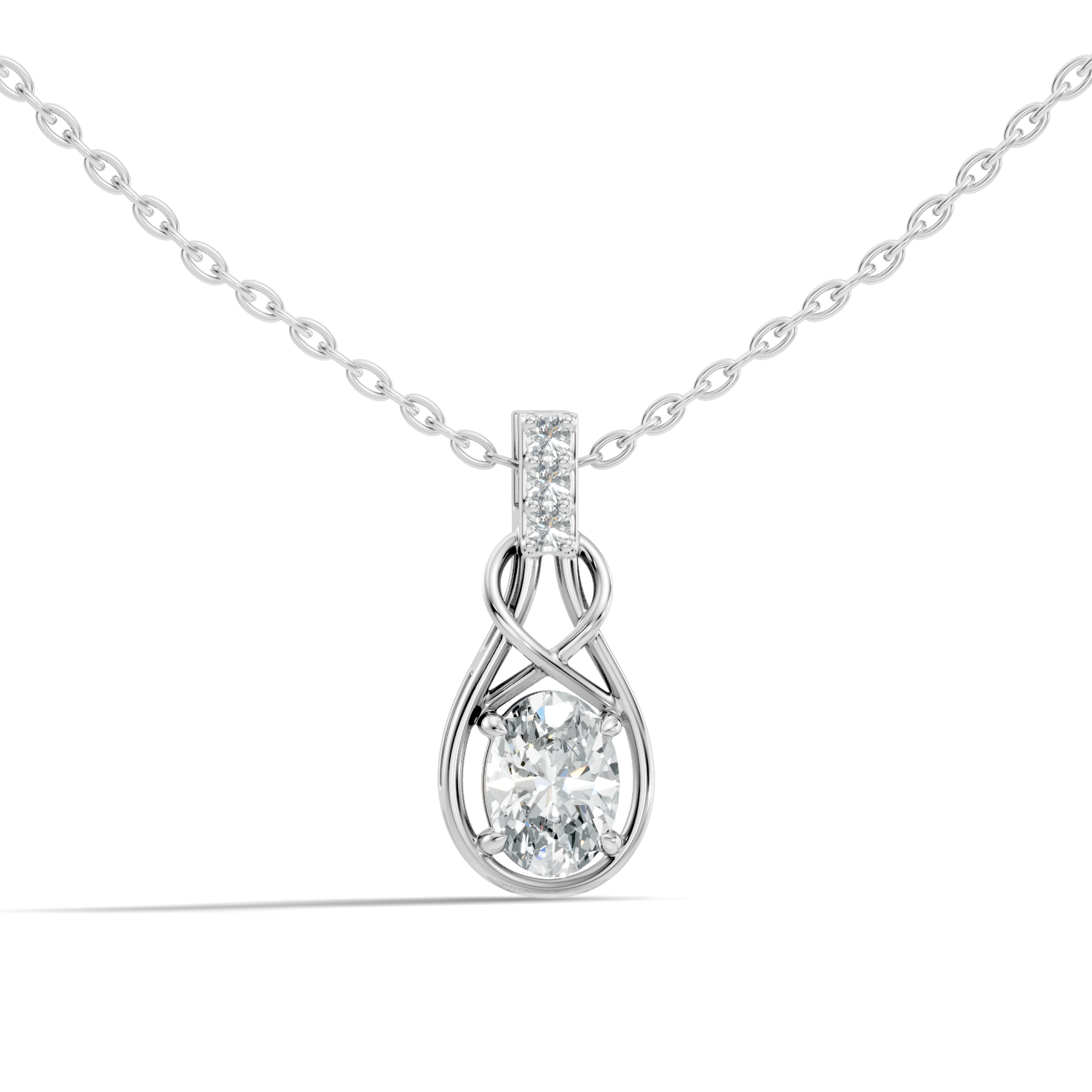 Oval Diamond Infinity Teardrop Frame Pendant