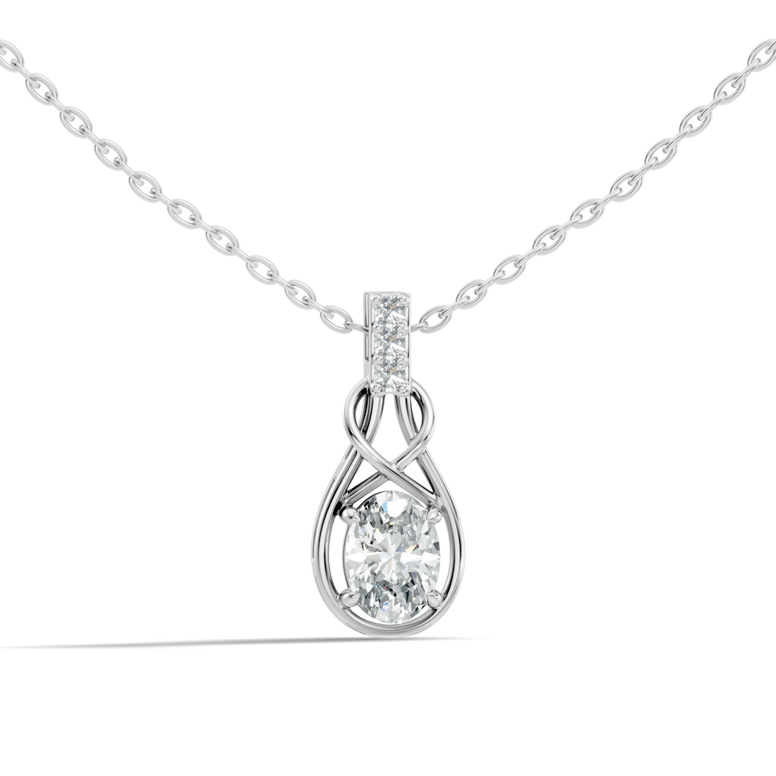 Oval Diamond Infinity Teardrop Frame Pendant