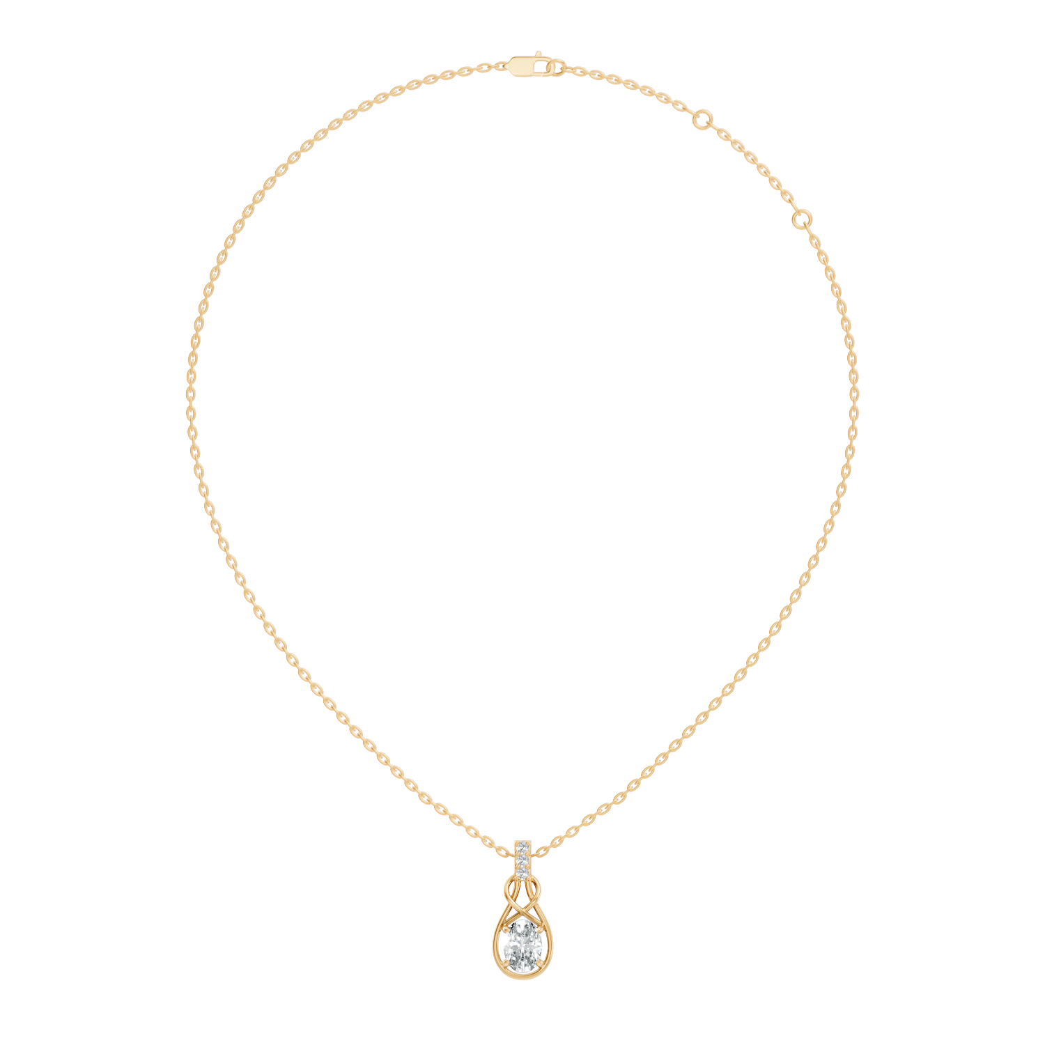 Oval Diamond Infinity Teardrop Frame Pendant
