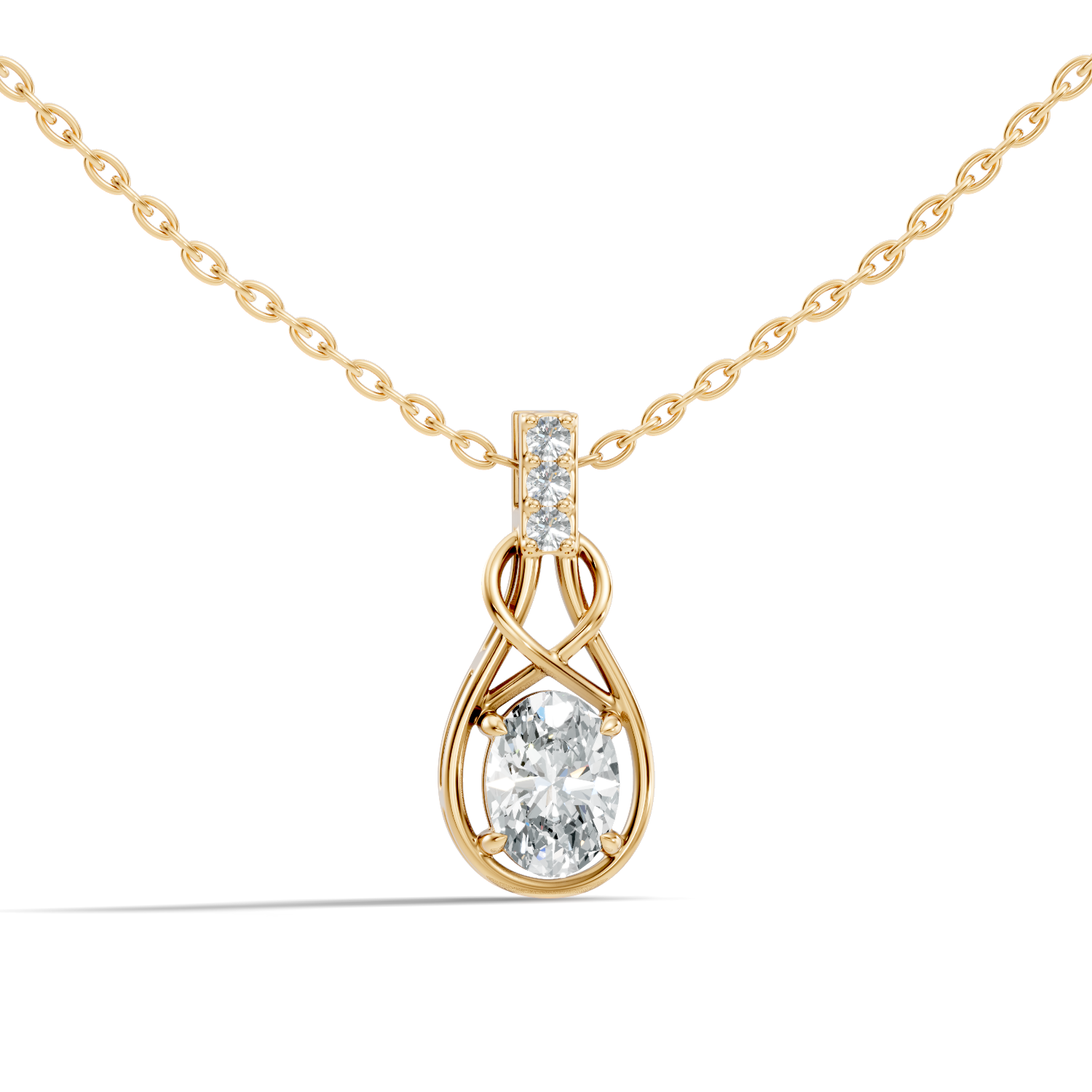 Oval Diamond Infinity Teardrop Frame Pendant