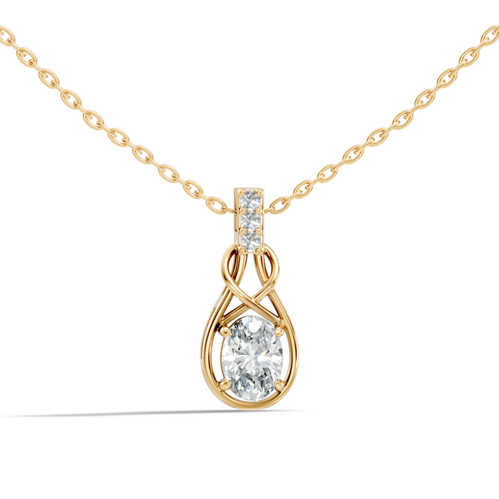 Oval Diamond Infinity Teardrop Frame Pendant