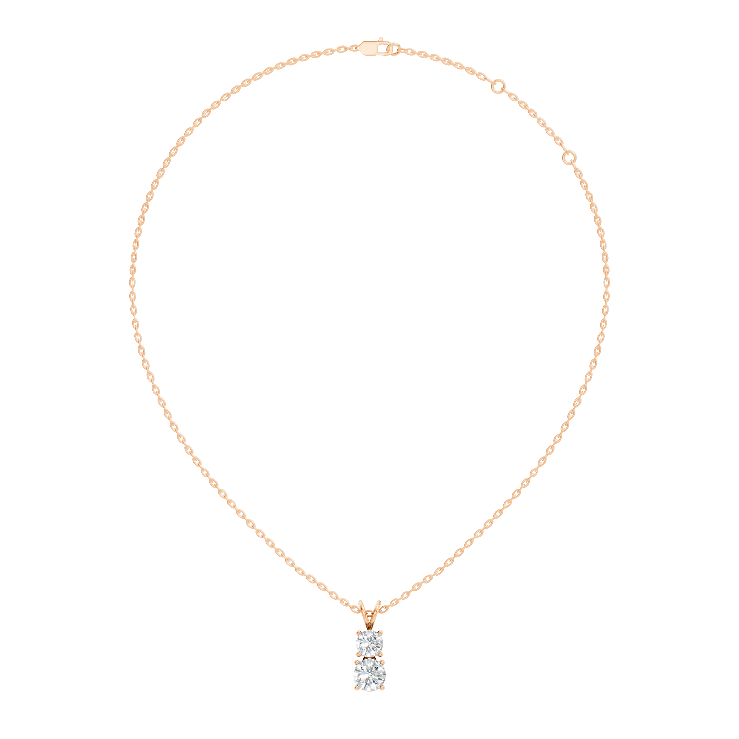 Two-Stone Round Diamond Vertical Drop Pendant