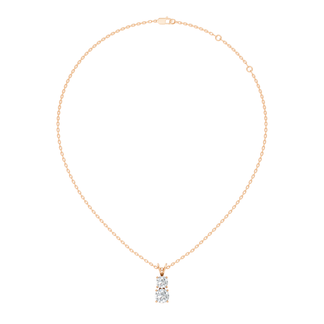 Two-Stone Round Diamond Vertical Drop Pendant