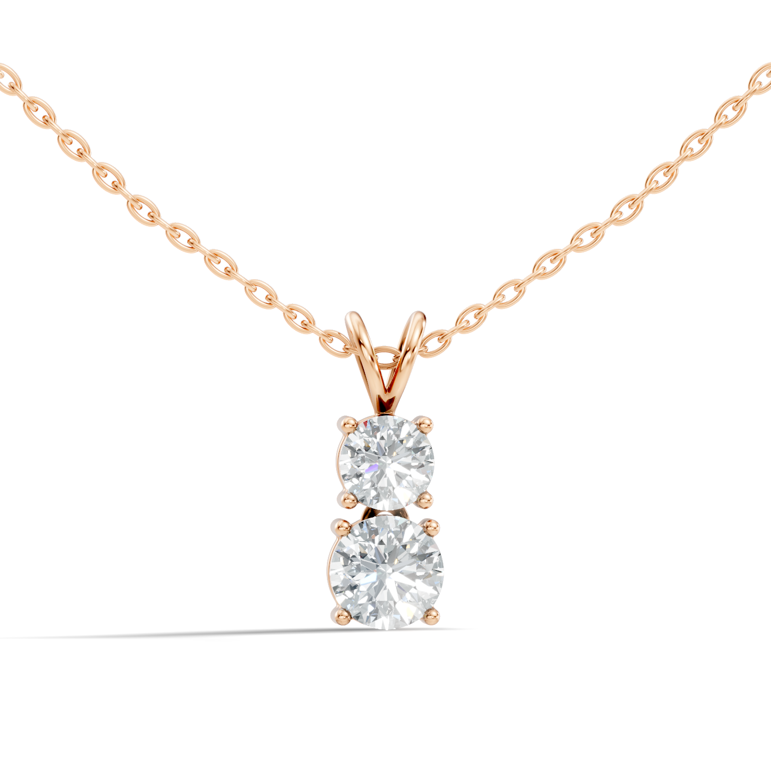 Two-Stone Round Diamond Vertical Drop Pendant