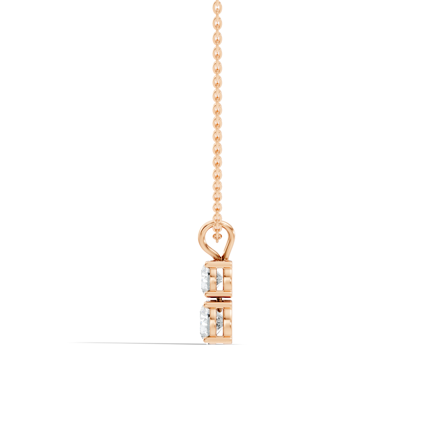 Two-Stone Round Diamond Vertical Drop Pendant