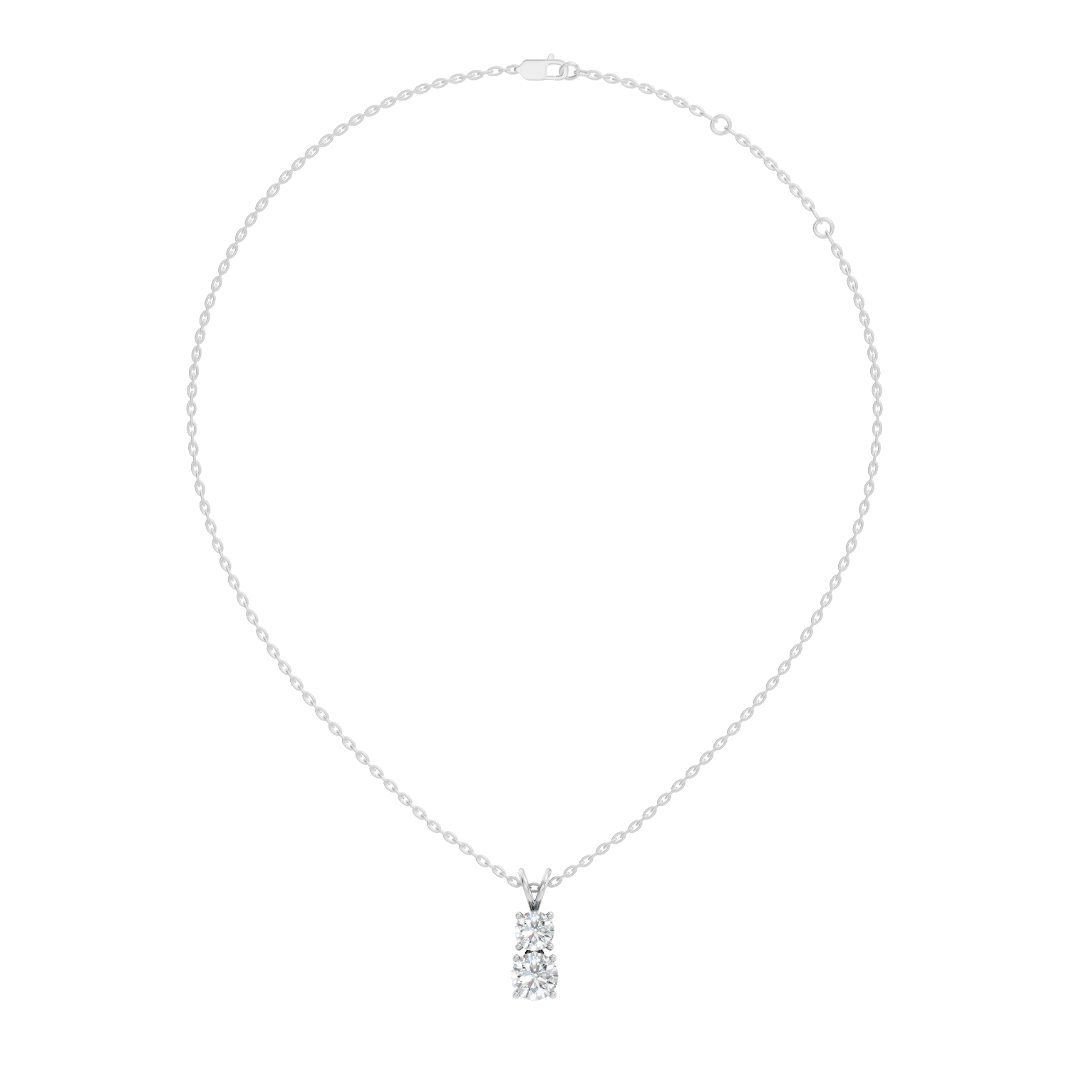 Two-Stone Round Diamond Vertical Drop Pendant