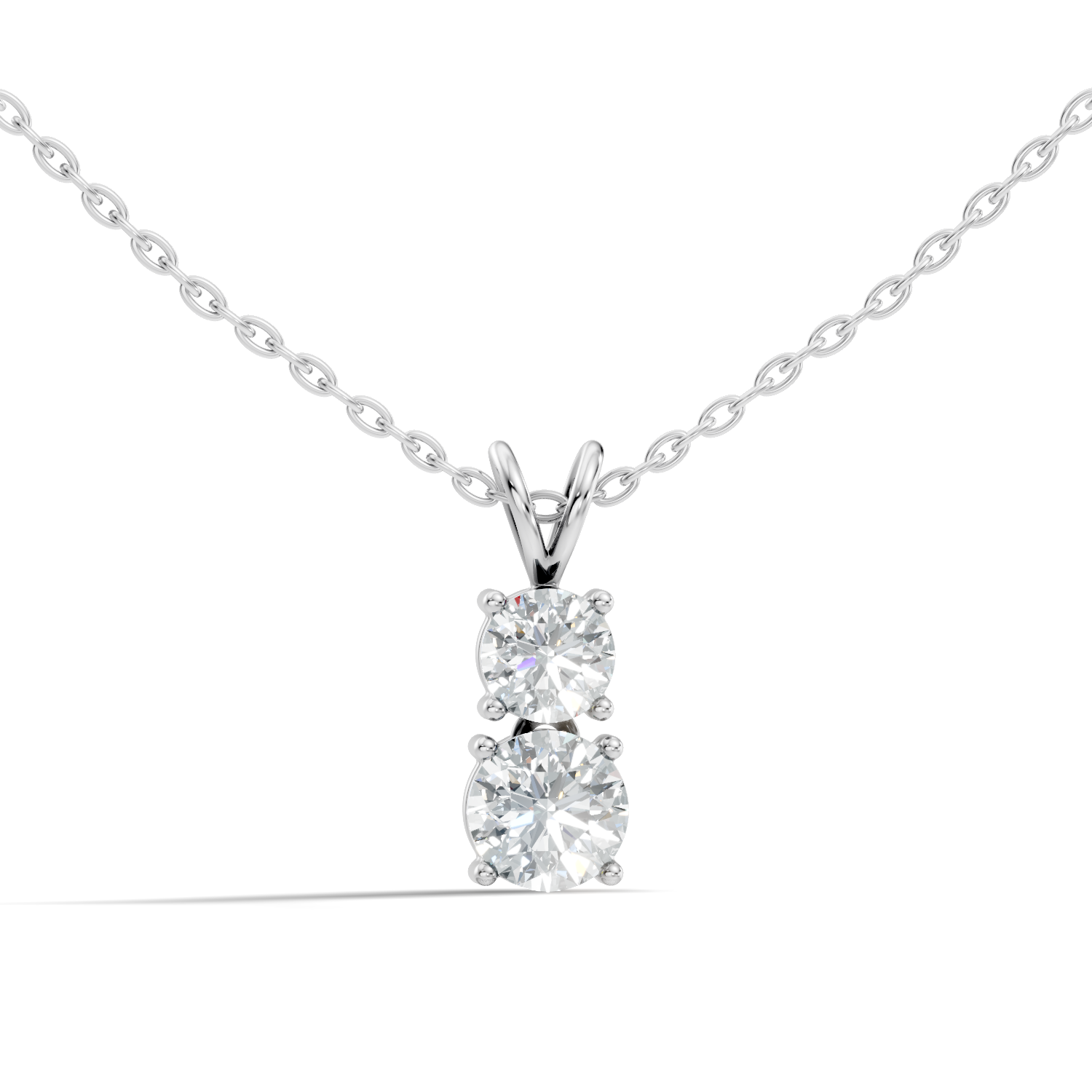 Two-Stone Round Diamond Vertical Drop Pendant
