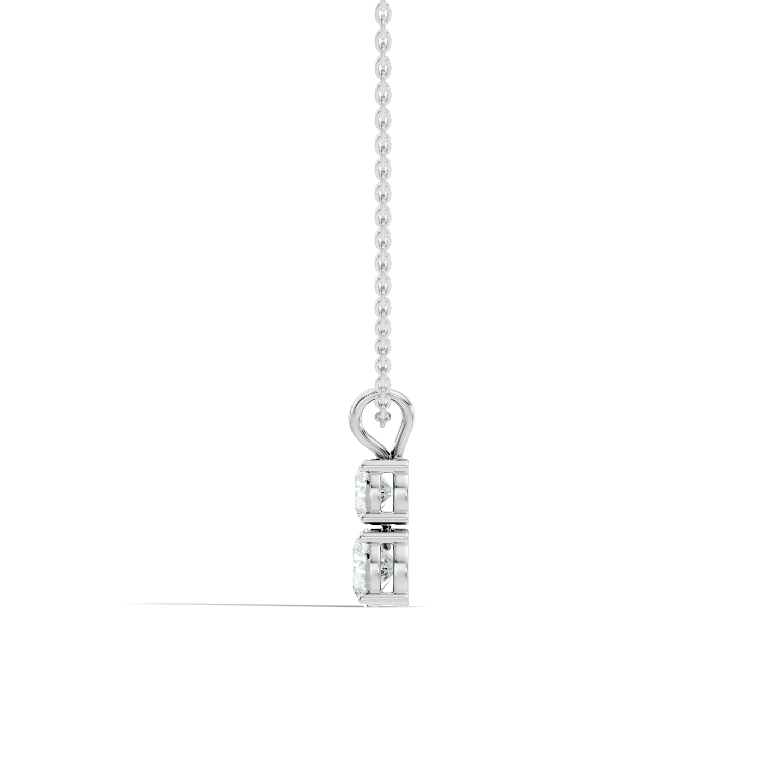 Two-Stone Round Diamond Vertical Drop Pendant