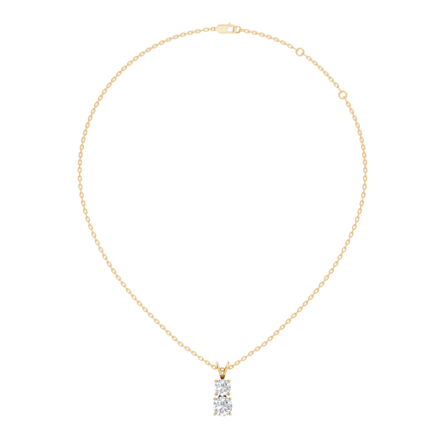 Two-Stone Round Diamond Vertical Drop Pendant