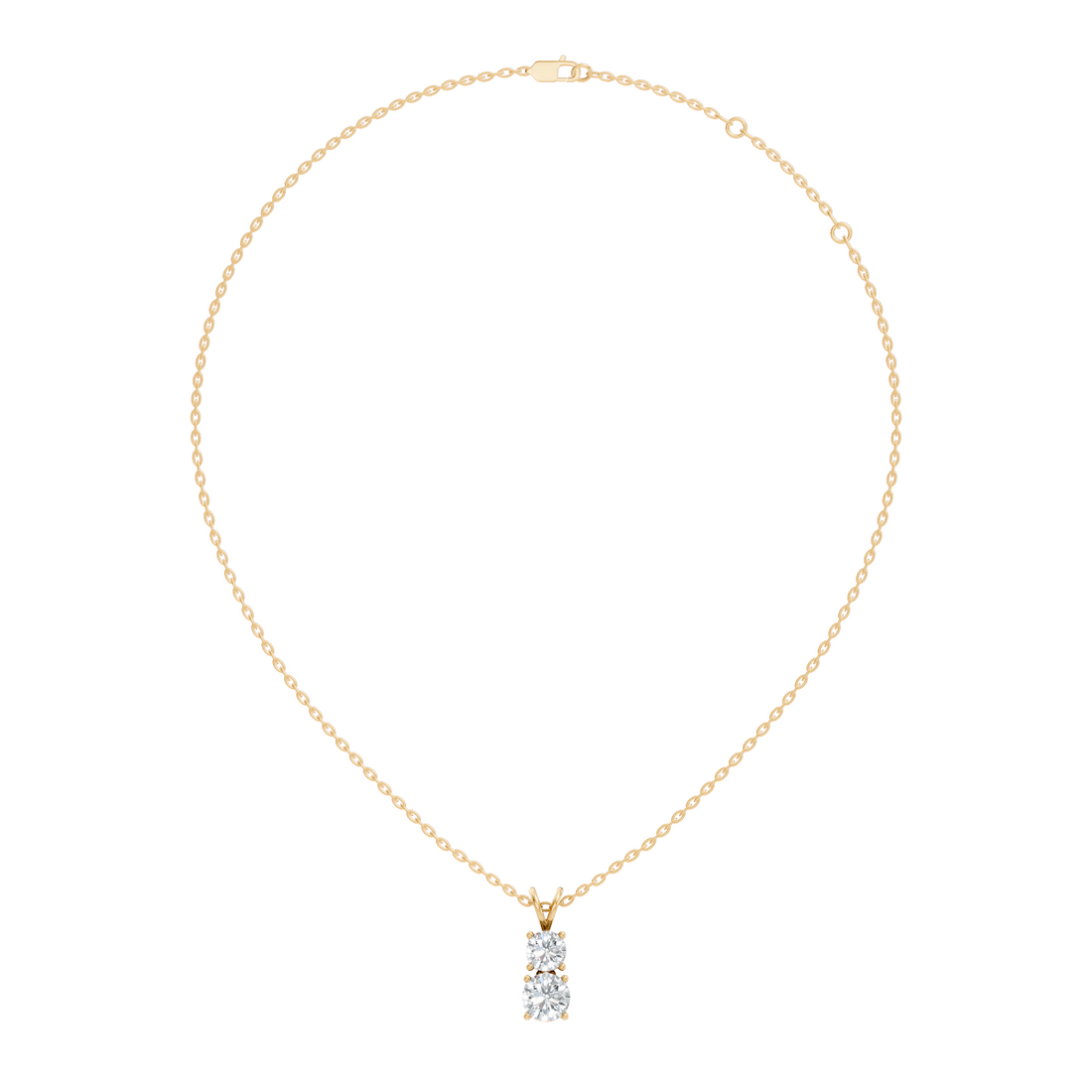 Two-Stone Round Diamond Vertical Drop Pendant