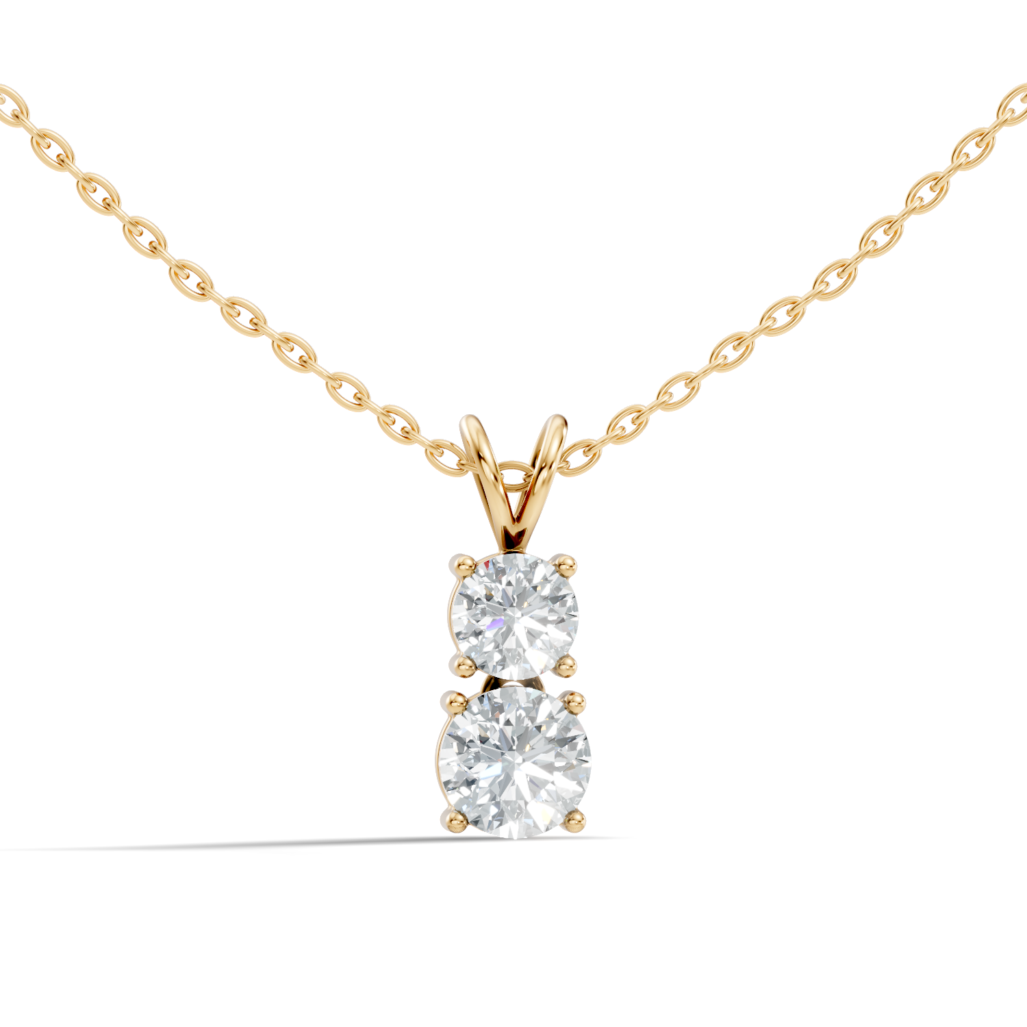 Two-Stone Round Diamond Vertical Drop Pendant