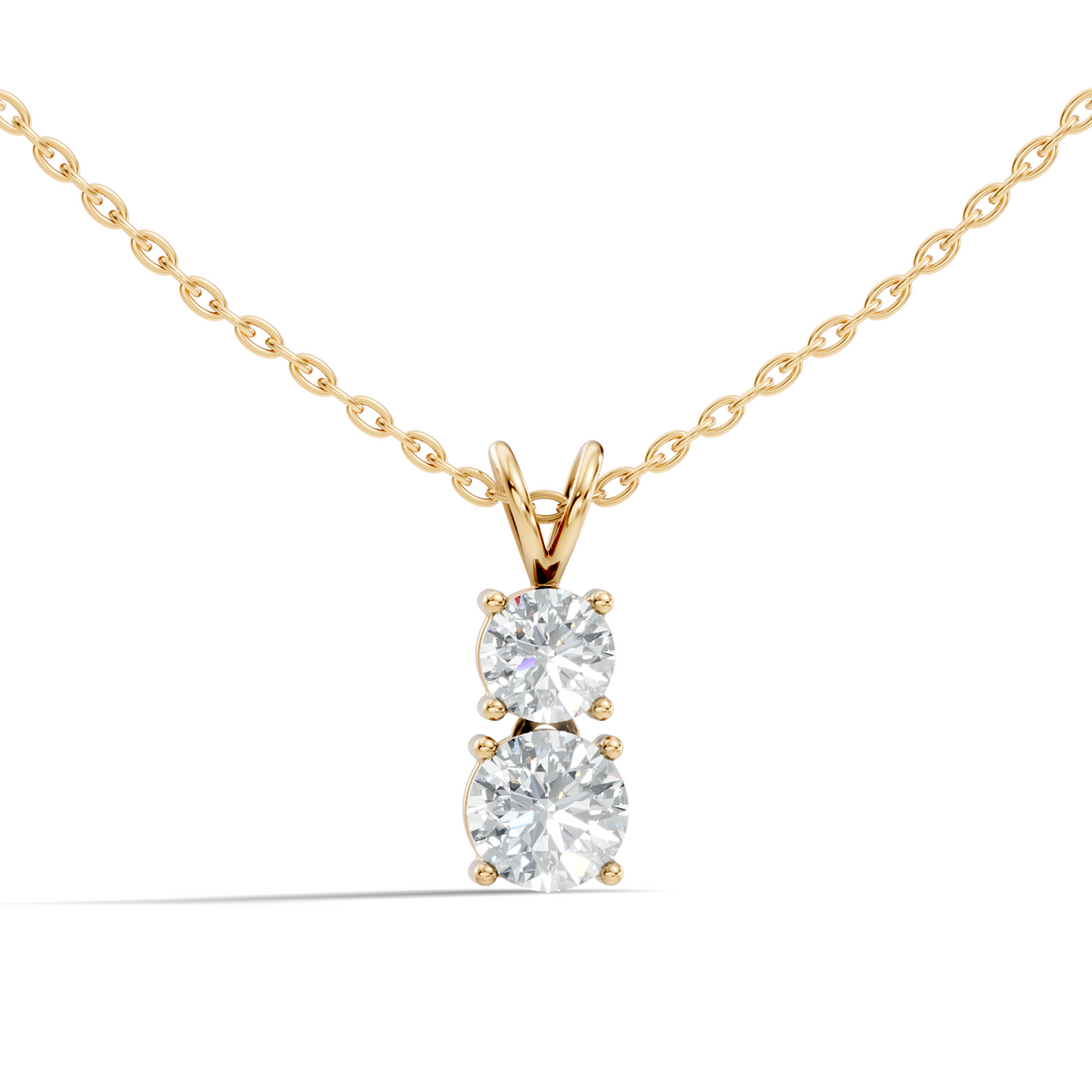 Two-Stone Round Diamond Vertical Drop Pendant